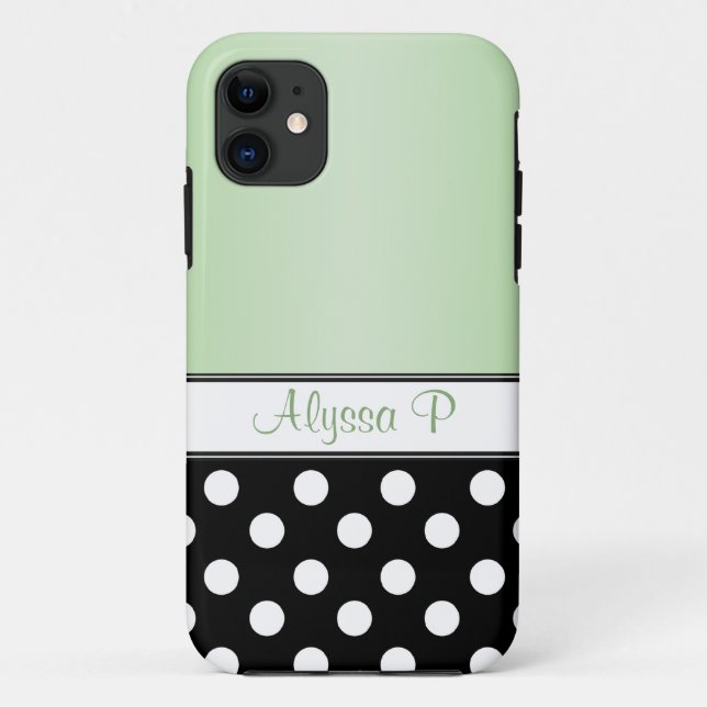 Funda De Case-Mate Para iPhone Funda Black Polka Dot Green iPhone 5 (Reverso)