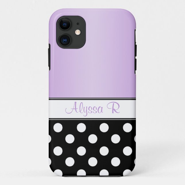 Funda De Case-Mate Para iPhone Funda Black Polka Dot Purple iPhone 5 (Reverso)