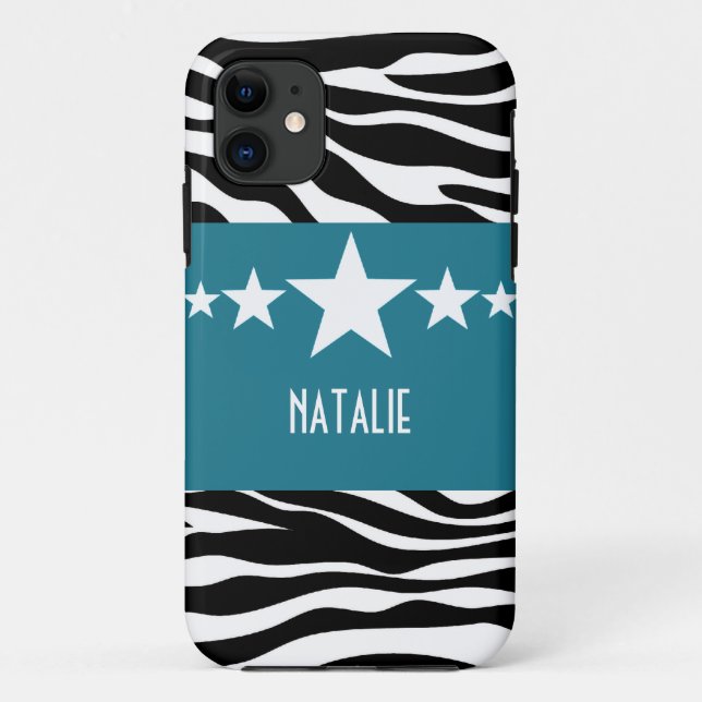 Funda De Case-Mate Para iPhone Funda Blue Sassy Star Zebra BT iPhone 5 (Reverso)