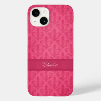 Funda Para iPhone 14 De Case-Mate Funda con nombre Fleur de Lis damask iphone rosa 6