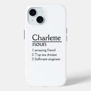 iPhone 15 Funda de definición de nombre personalizado para i