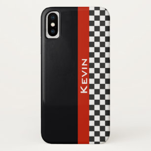 iPhone X Funda de diseño de banda de Carreras roja para iPh