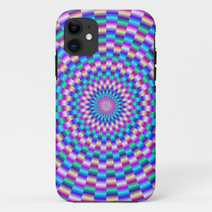 Funda de enlaces circulares azul y rosa para iPhon