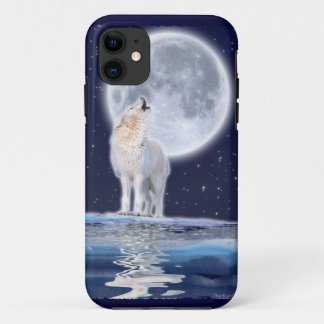 Funda Para iPhone 11 Funda de Howling Arctic Wolf y Full Moon iPhone 5