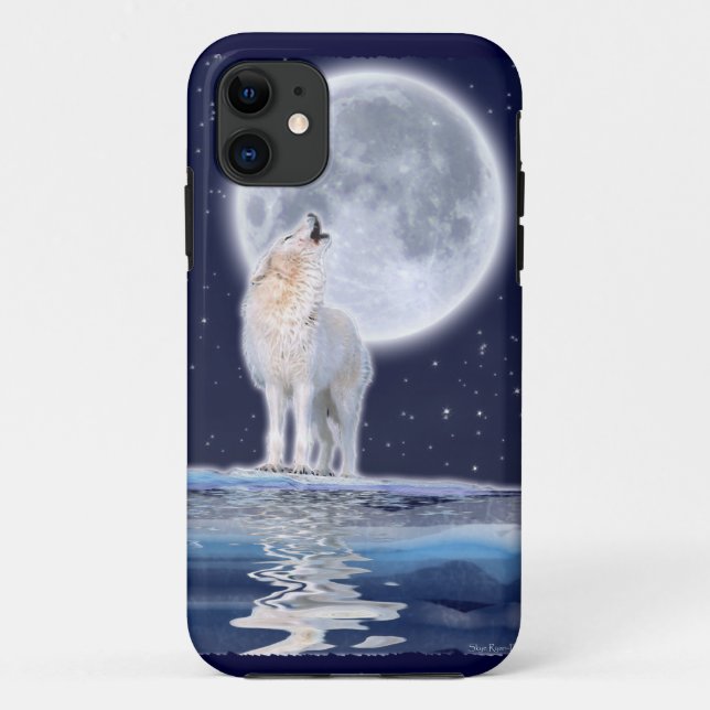 Funda De Case-Mate Para iPhone Funda de Howling Arctic Wolf y Full Moon iPhone 5 (Reverso)