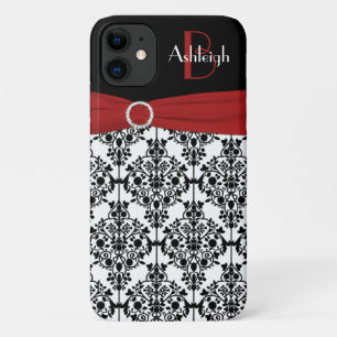 Funda Para iPhone 11 Funda de iPhone 11 de Damask blanco rojo personali