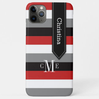 Funda Para iPhone 11 Pro Max Funda de iPhone 11 | Tiras | Rojo, Gris, Negro
