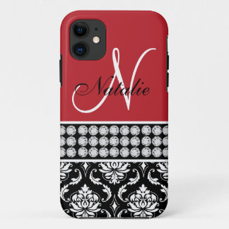 Funda de iPhone 5 Diamantes impresos en negro rojo