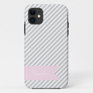 Funda de iPhone 5 monograma de banda blanca y gris
