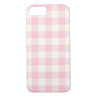 Funda Para iPhone 8/7 Funda de iPhone 7 con patrón de Gingham rosa pálid