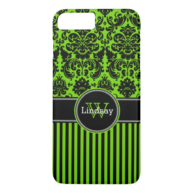 Funda De Case-Mate Para iPhone Funda de iPhone 7 | Damasco | Tiras | Lime (Reverso)