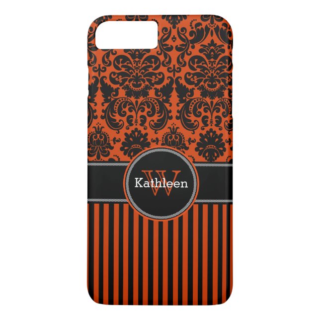 Funda De Case-Mate Para iPhone Funda de iPhone 7 | Damasco | Tiras | NARANJA (Reverso)