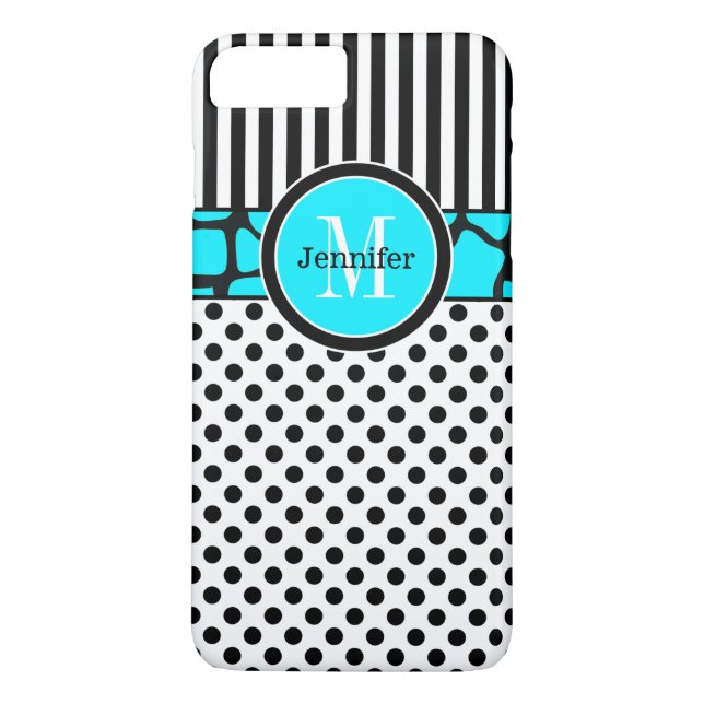 Funda De Case-Mate Para iPhone Funda de iPhone 7 | Tiras, puntos | Aqua (Reverso)