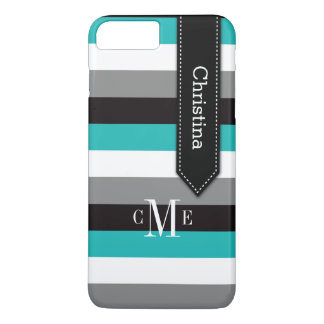 Funda de iPhone 7 | Tiras | Verde azulada, gris, n