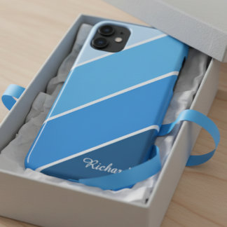 11 Funda de iPhone Azul Personalizada con Nombre para