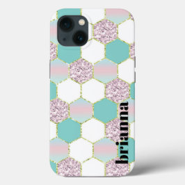 Funda Para iPhone 13 Funda de iPhone Case-Mate Hexágono con Purpurina