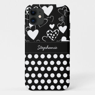 Funda de iPhone de diseño Polka Dots Heart Patter