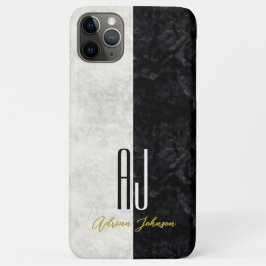 Funda Para iPhone 11 Pro Max Funda de iPhone de mármol con monograma de oro neg