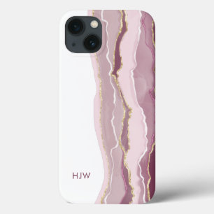 Funda Para iPhone 13 Funda de iPhone de mármol rosa