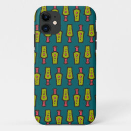 Funda de iPhone de patrón tribal, rojo, amarillo, 
