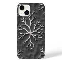 Funda de iPhone gris oscuro con ramas blancas orgá