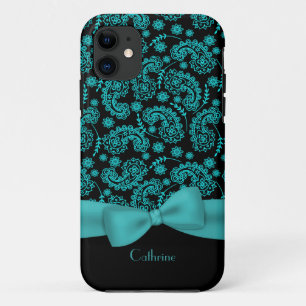Funda de iPhone paisley negro y turquesa 5