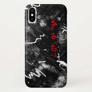 Funda Para iPhone X funda de iPhone X negro y rojo "por qué tan triste