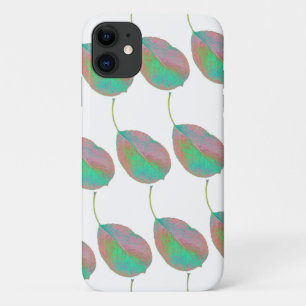iPhone 11 Funda de la hoja de árbol rosa turquesa para iPhon