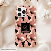 Funda de lujo para iPhone 14 Rosa Dorado Negro Mod
