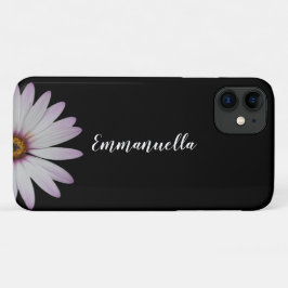 11 Funda de nombre de flor blanco y negro para iPhone