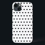 iPhone 13 Funda de patrón de corazón blanco y negro para iPh<br><div class="desc">elegantes corazones negros polka patrón de puntos en cubierta blanca - ¡personalizar! - puede cambiar el color de fondo,  por ejemplo,  a cualquier color que desee.</div>