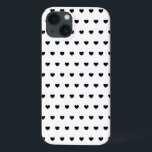 iPhone 13 Funda de patrón de corazón blanco y negro para iPh<br><div class="desc">elegantes corazones negros polka patrón de puntos en cubierta blanca - ¡personalizar! - puede cambiar el color de fondo,  por ejemplo,  a cualquier color que desee.</div>