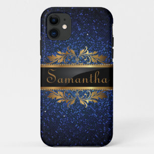 Funda Para iPhone 11 Funda de Purpurina de la Marina Azul secuin iPhone