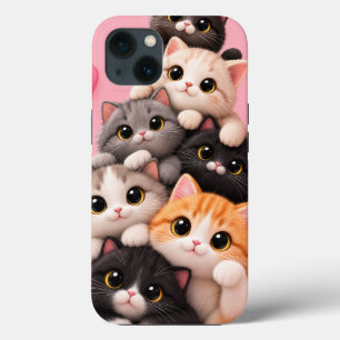 iPhone 13 Funda de teléfono rosa para amantes de gatos adora