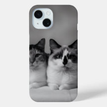 Funda delgada para iPhone 15 con retrato de gato p