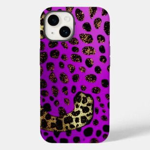 Funda Para iPhone 14 De Case-Mate Funda duro de iPhone Mate Purpurina de leopardo mo