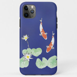 11 Pro Max Funda duro para iPhone azul Koi Pond