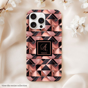 15 Pro Max Funda elegante para iPhone Rosa Dorado Metálico Ge