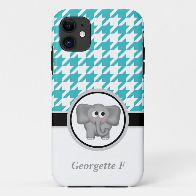Funda De Case-Mate Para iPhone Funda Elephant Turquoise White Houndstoth iPhone 5 (Reverso)