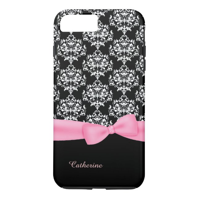 Funda De Case-Mate Para iPhone funda Girly Black & White Damask iPhone 7 Plus (Reverso)