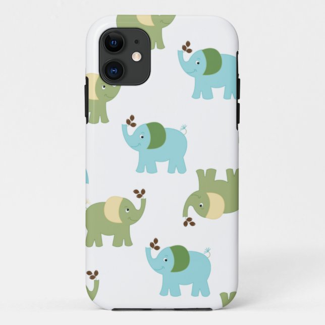 Funda De Case-Mate Para iPhone Funda iPhone 5 para elefantes azules y verdes (Reverso)