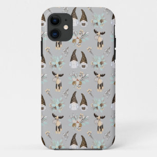 Funda Para iPhone 11 Funda-M del patrón de Navidades Gnome Neutral Gris