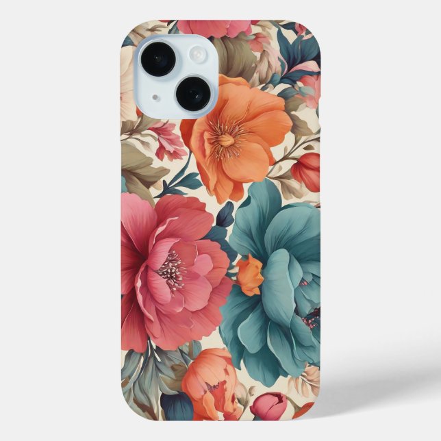 Funda De Case-Mate Para iPhone Funda-mate, Apple iPhone 15, patrón Florals (Reverso )
