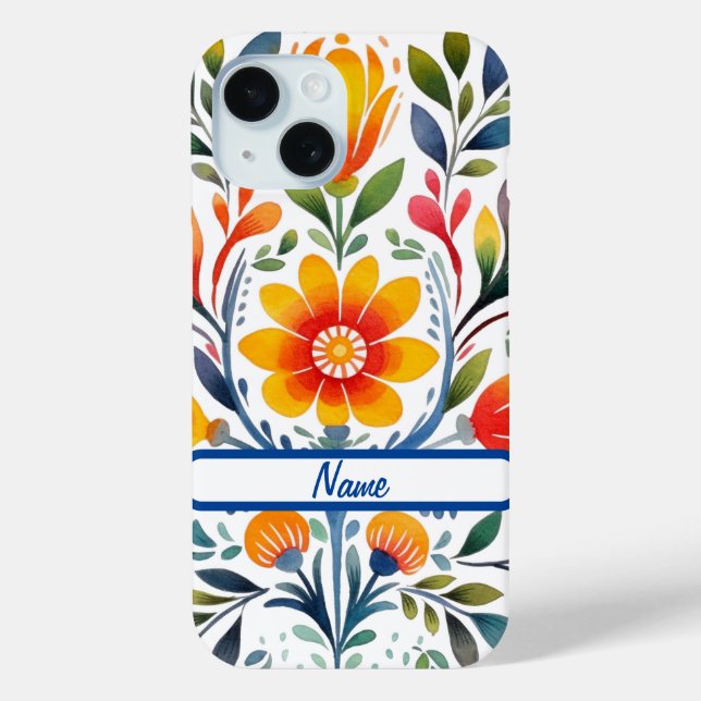 Funda De Case-Mate Para iPhone Funda-Mate de Diseño de Flores Mexicanas (Reverso )