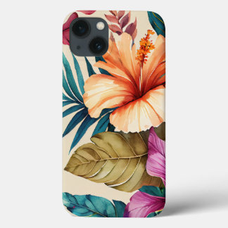 Funda Para iPhone 13 Funda-Mate de hibiscus Leaf Watercolor Ilustracion