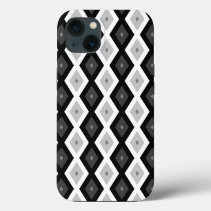 Funda Para iPhone 13 Funda-Mate iP de patrón de diamante negro, blanco 
