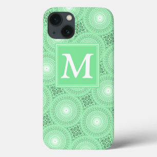 Funda Para iPhone 13 Funda-Mate iP patrón de círculos verdes de primave