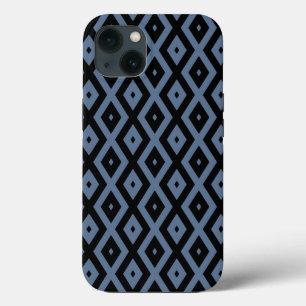 Funda Para iPhone 13 Funda-Mate iPho con un patrón de diamante azul gri