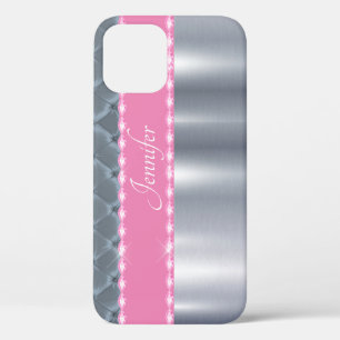 Funda Para iPhone 12 Pro Funda-mate personalizado rosado metálico plateado 
