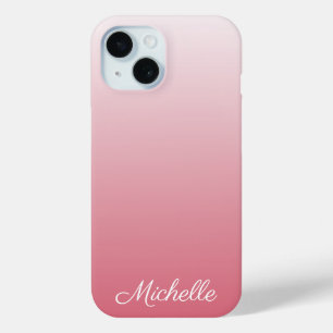 Funda Para iPhone 15 Funda-mate rosa salmón oscuro degradado personaliz